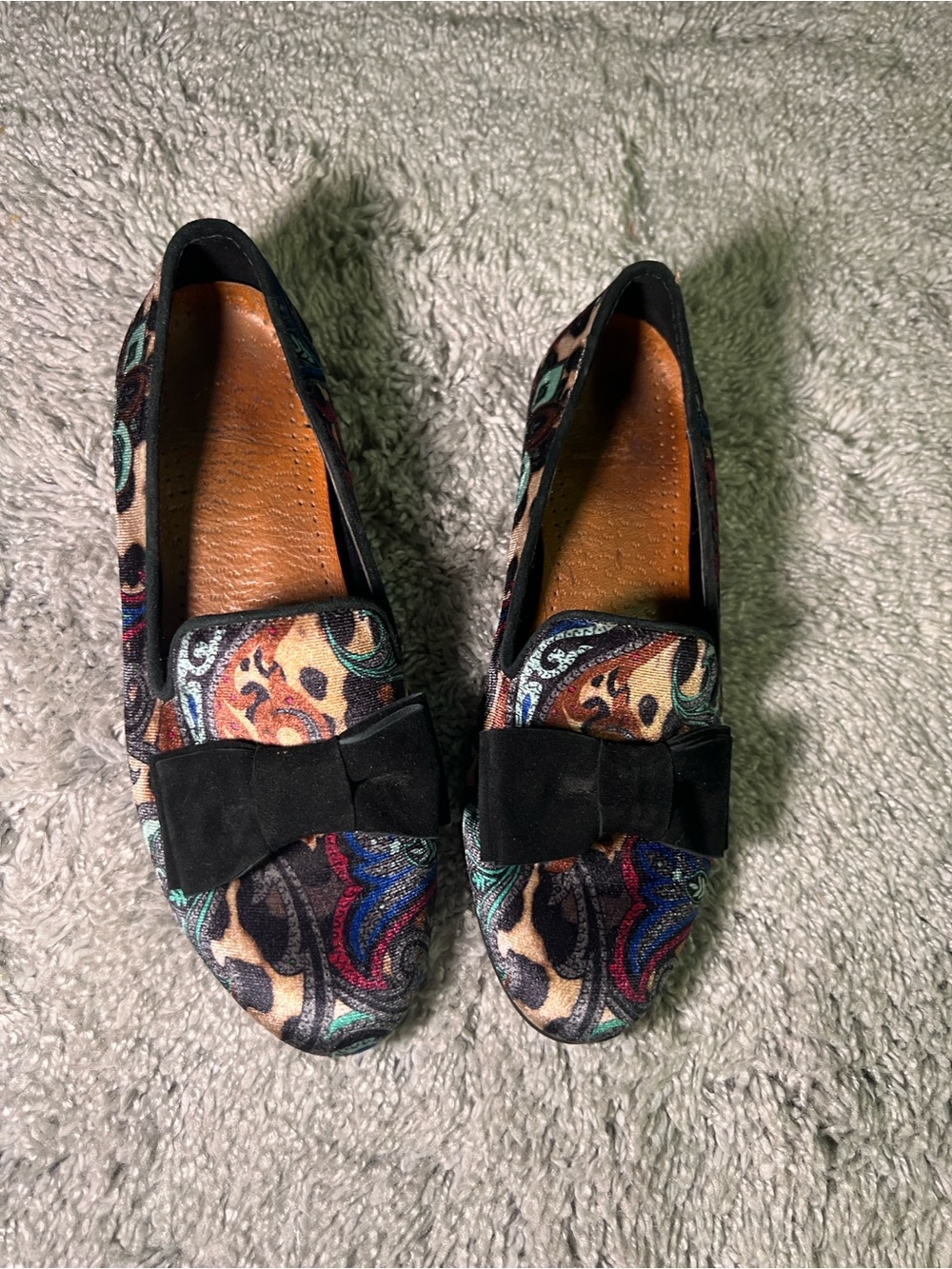 Women's Paisley Pattern Bow Flats in Multicolor